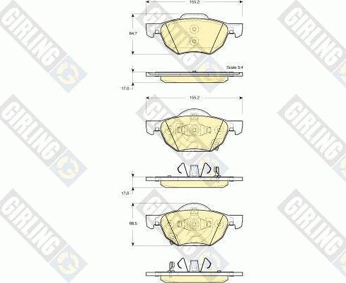 Girling 6133559 - Тормозные колодки, дисковые, комплект unicars.by