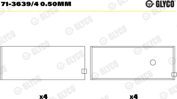 Glyco 71-3639/4 0.50mm - Шатунный подшипник unicars.by