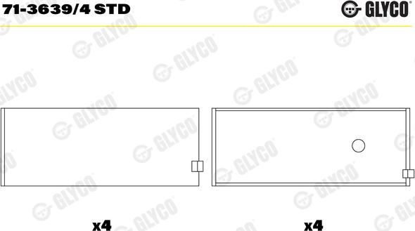 Glyco 71-3639/4 STD - Шатунный подшипник unicars.by