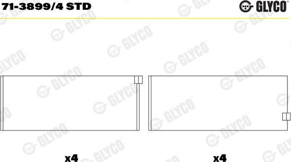 Glyco 71-3899/4 STD - Шатунный подшипник unicars.by