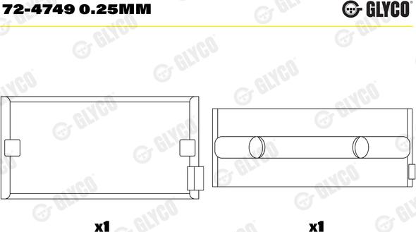 Glyco 72-4749 0.25mm - Подшипник коленвала unicars.by