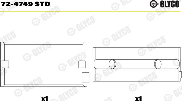 Glyco 72-4749 STD - Подшипник коленвала unicars.by