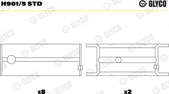 Glyco H901/5 STD - Подшипник коленвала unicars.by