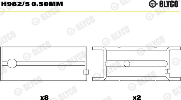 Glyco H982/5 0.50mm - Подшипник коленвала unicars.by