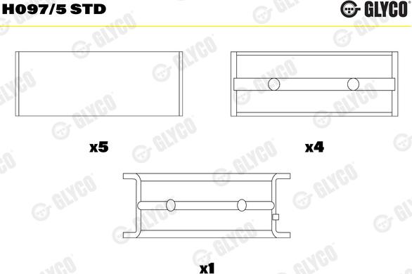 Glyco H097/5 STD - Подшипник коленвала unicars.by