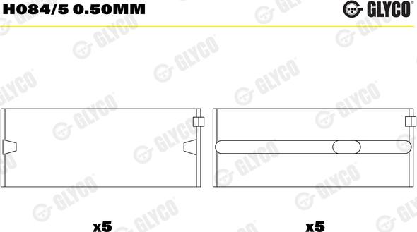 Glyco H084/5 0.50mm - Подшипник коленвала unicars.by