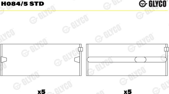 Glyco H084/5 STD - Подшипник коленвала unicars.by