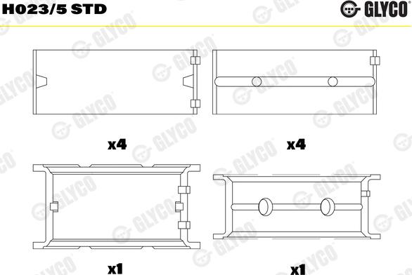 Glyco H023/5 STD - Подшипник коленвала unicars.by