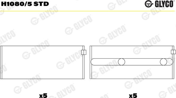 Glyco H1080/5 STD - Подшипник коленвала unicars.by