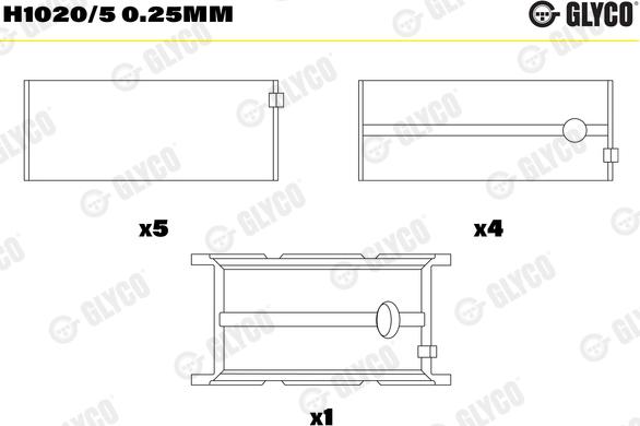 Glyco H1020/5 0.25mm - Подшипник коленвала unicars.by