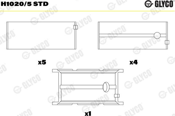 Glyco H1020/5 STD - Подшипник коленвала unicars.by