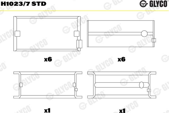 Glyco H1023/7 STD - Подшипник коленвала unicars.by