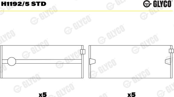 Glyco H1192/5 STD - Подшипник коленвала unicars.by