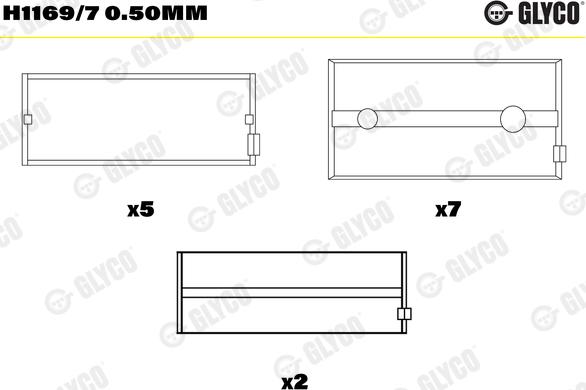 Glyco H1169/7 0.50mm - Подшипник коленвала unicars.by