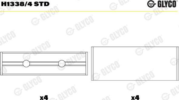 Glyco H1338/4 STD - Подшипник коленвала unicars.by