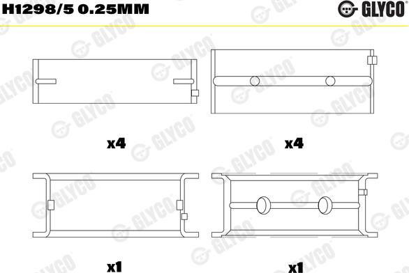 Glyco H1298/5 0.25MM - Подшипник коленвала unicars.by