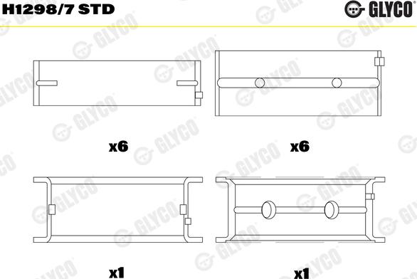 Glyco H1298/7 STD - Подшипник коленвала unicars.by