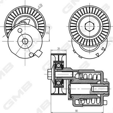 GMB GAT32760 - Натяжитель, поликлиновый ремень unicars.by