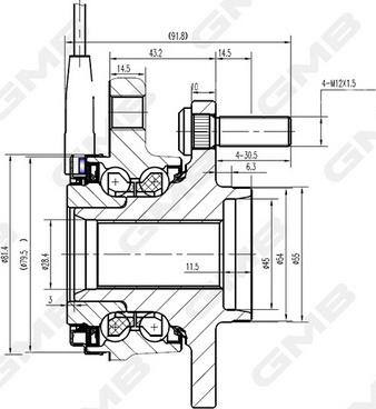 GMB GH35060A - Ступица колеса, поворотный кулак unicars.by