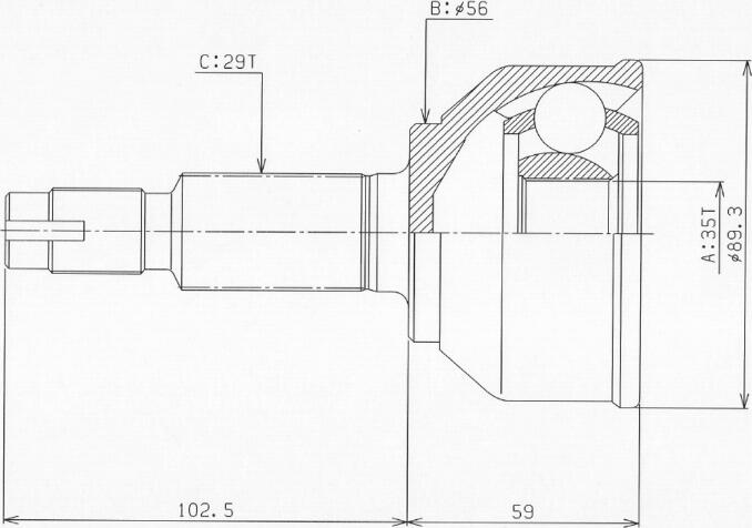 HDK NI-095 - Шарнирный комплект, ШРУС, приводной вал unicars.by