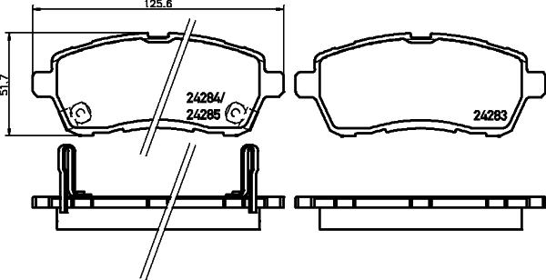 HELLA 8DB 355 045-451 - Тормозные колодки, дисковые, комплект unicars.by