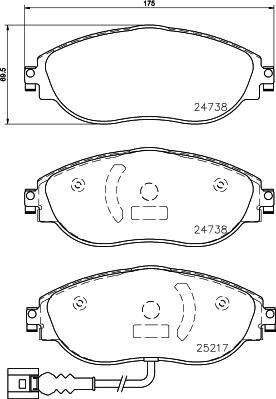 HELLA 8DB 355 045-691 - Тормозные колодки, дисковые, комплект unicars.by