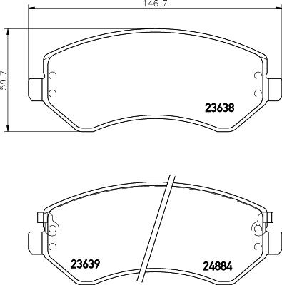 HELLA 8DB 355 045-651 - Тормозные колодки, дисковые, комплект unicars.by