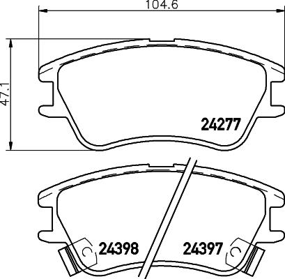 HELLA 8DB 355 045-611 - Тормозные колодки, дисковые, комплект unicars.by