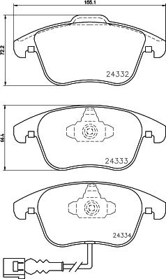 HELLA 8DB 355 045-681 - Тормозные колодки, дисковые, комплект unicars.by