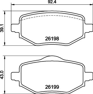 HELLA 8DB 355 040-971 - Тормозные колодки, дисковые, комплект unicars.by