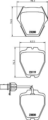 HELLA 8DB 355 009-031 - Тормозные колодки, дисковые, комплект unicars.by