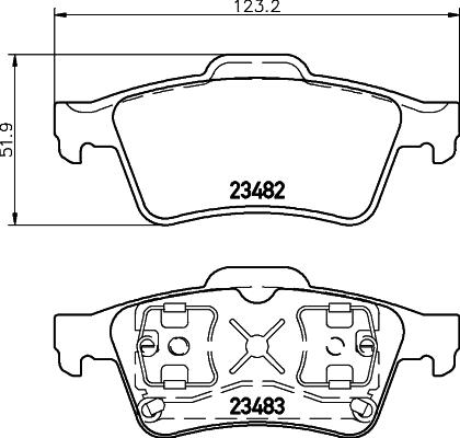 HELLA 8DB 355 009-121 - Тормозные колодки, дисковые, комплект unicars.by