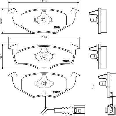 HELLA 8DB 355 009-801 - Тормозные колодки, дисковые, комплект unicars.by