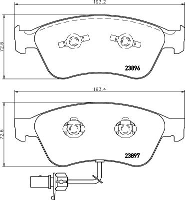 HELLA 8DB 355 009-211 - Тормозные колодки, дисковые, комплект unicars.by