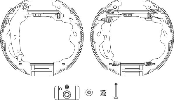 HELLA 8DB 355 004-991 - Комплект тормозных колодок, барабанные unicars.by