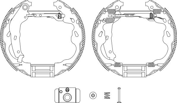 HELLA 8DB 355 004-931 - Комплект тормозных колодок, барабанные unicars.by