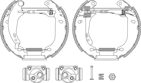 HELLA 8DB 355 004-641 - Комплект тормозных колодок, барабанные unicars.by