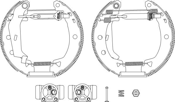 HELLA 8DB 355 004-011 - Комплект тормозных колодок, барабанные unicars.by