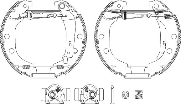 HELLA 8DB 355 004-371 - Комплект тормозных колодок, барабанные unicars.by