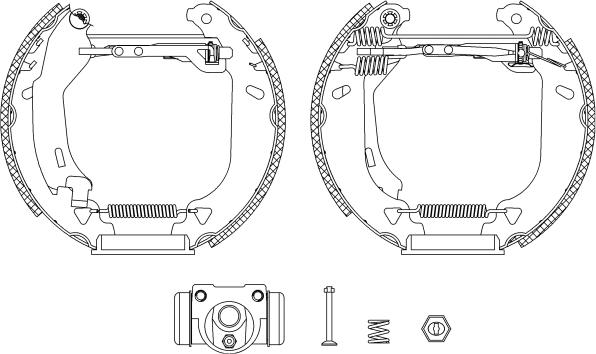 HELLA 8DB 355 004-271 - Комплект тормозных колодок, барабанные unicars.by