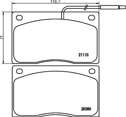 HELLA 8DB 355 005-931 - Тормозные колодки, дисковые, комплект unicars.by