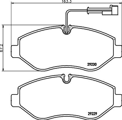 HELLA 8DB 355 005-611 - Тормозные колодки, дисковые, комплект unicars.by