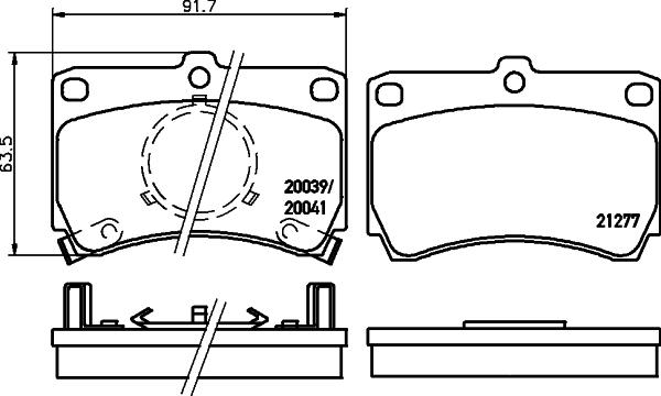 HELLA 8DB 355 029-221 - Тормозные колодки, дисковые, комплект unicars.by