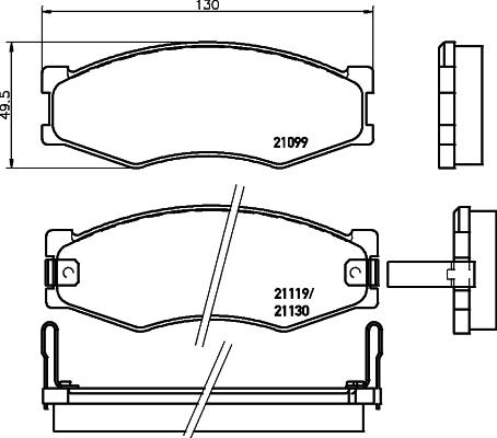 HELLA 8DB 355 005-621 - Тормозные колодки, дисковые, комплект unicars.by