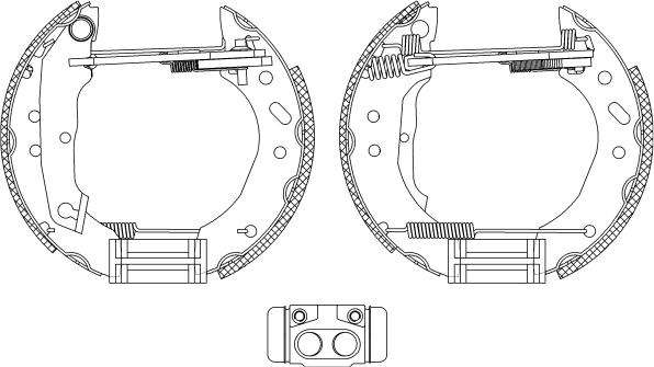 HELLA 8DB 355 005-011 - Комплект тормозных колодок, барабанные unicars.by