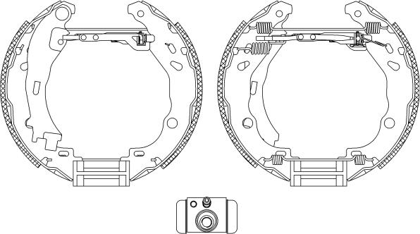 HELLA 8DB 355 005-111 - Комплект тормозных колодок, барабанные unicars.by