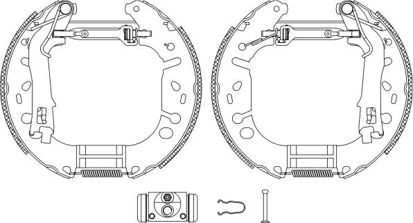 HELLA 8DB 355 005-131 - Комплект тормозных колодок, барабанные unicars.by