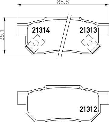 HELLA 8DB 355 005-731 - Тормозные колодки, дисковые, комплект unicars.by