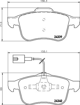 HELLA 8DB 355 006-901 - Тормозные колодки, дисковые, комплект unicars.by