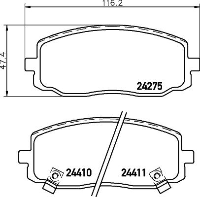 HELLA 8DB 355 006-571 - Тормозные колодки, дисковые, комплект unicars.by